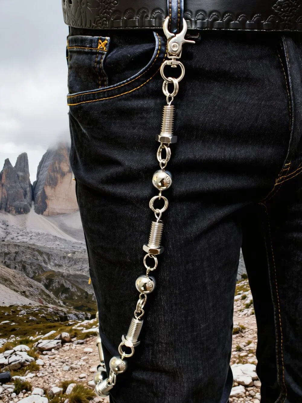 NEW Men Silver Jean Chain Screw Ball Metal Wallet Key Holder Motorcycle Biker 28